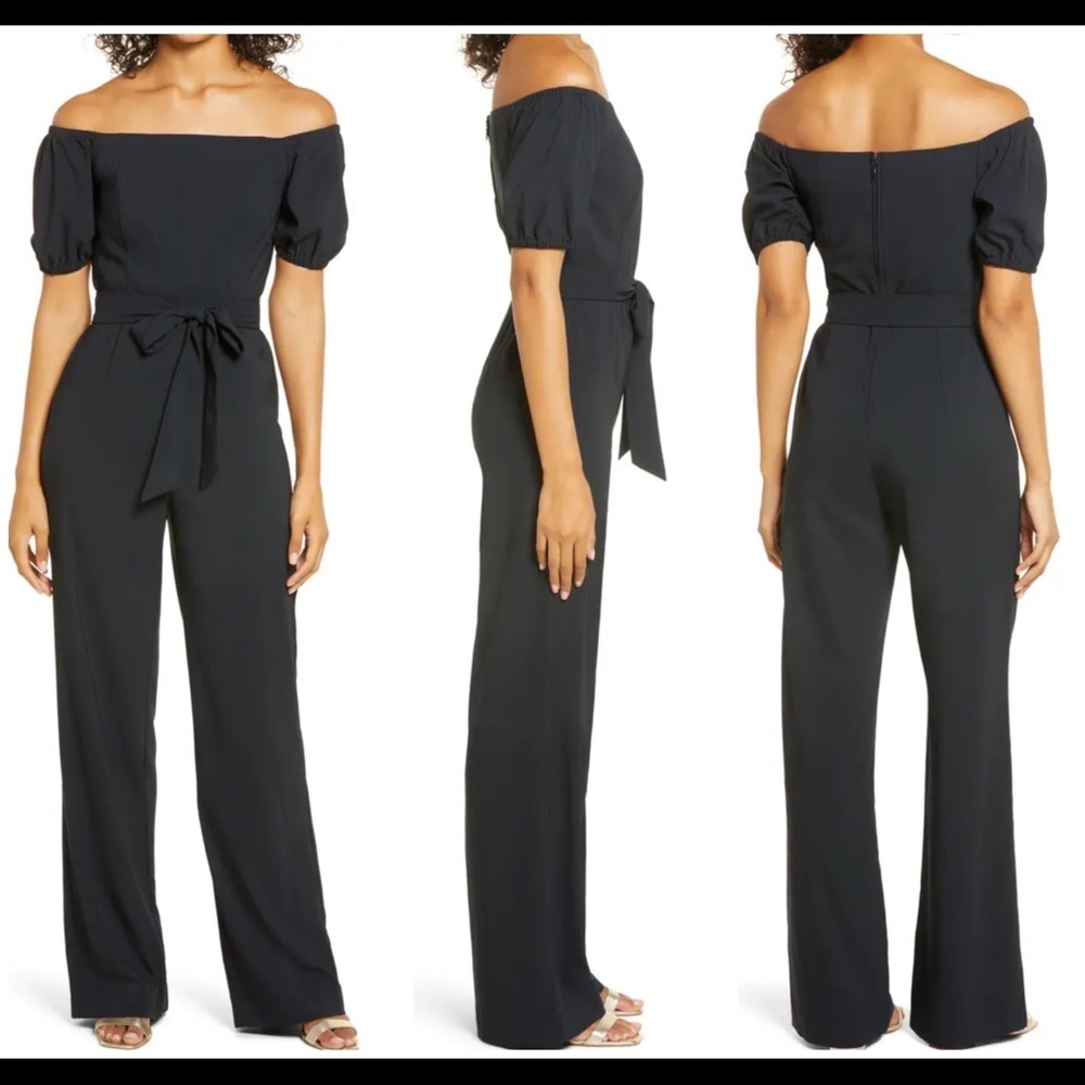 NEW Lilly Pulitzer Jada Black Off Shoulder One Piece Jumpsuit Size 0 $198